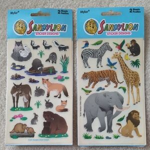 Sandylion Sealed Packages Stickers Vintage Animals 2001 Owl Fox Bear Elephant